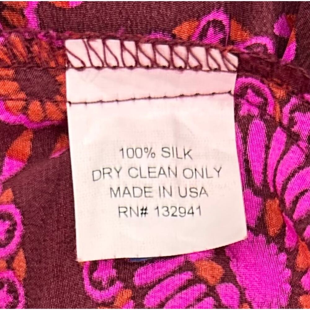 Amanda Uprichard 100% Silk Mini Dress Burgundy Pink Orange Geometric Print Sz M - Picture 5 of 8